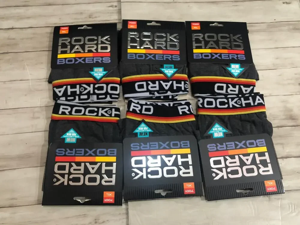 Rock Hard Boxer Trunks Mens Medium Briefs Black Cotton 6 Pack A1
